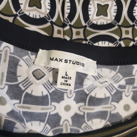 Max Studio Black & White Geometric Jersey Knit Dress Size Large - Picture 10 of 10